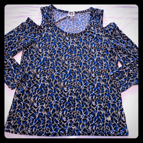Anne Klein cute cold shoulder scoop neck top size Small - Picture 1 of 7